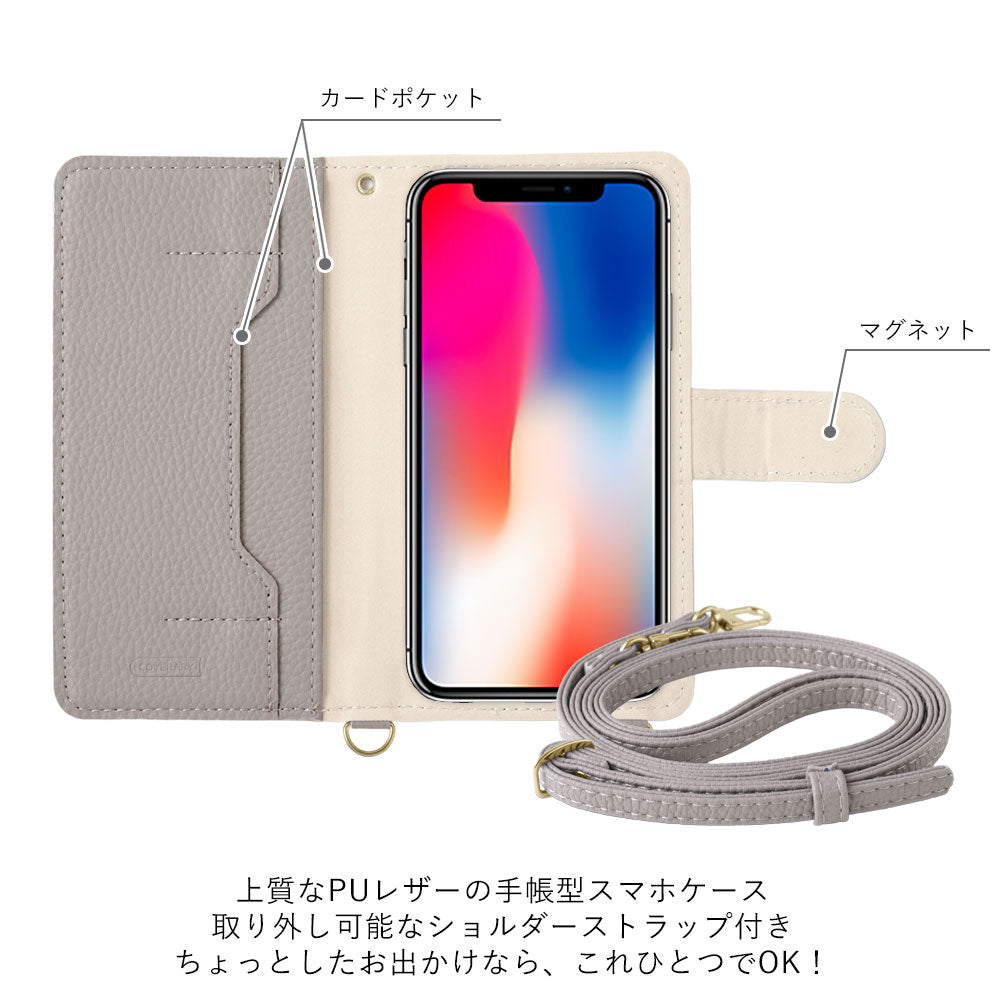 Vegan leather flower motif stand function shoulder strap included notebook-style case (with belt) Galaxy series