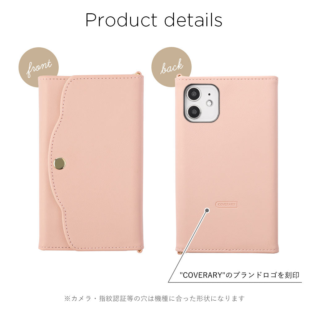 Étui portefeuille avec miroir et sangle, en cuir végan pastel terne, plié en trois, pour la série Xperia