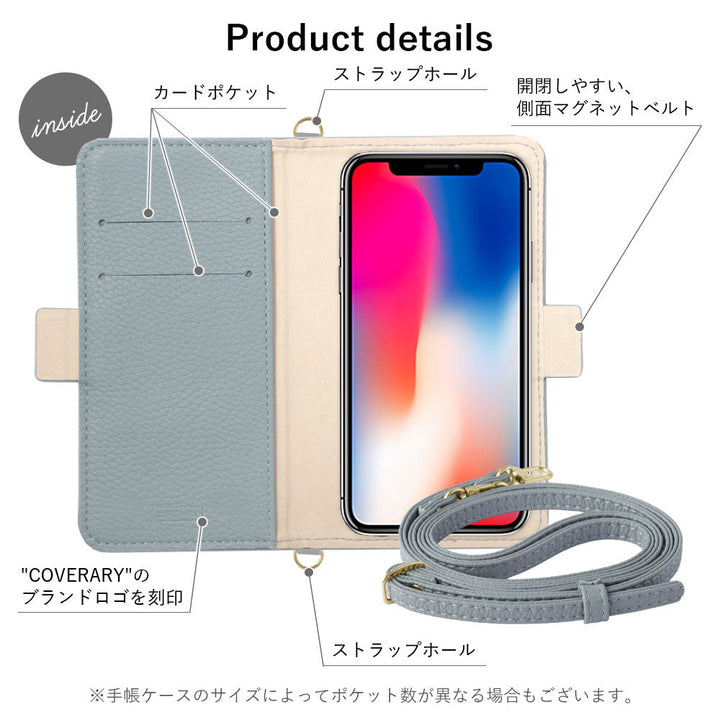 Vegan leather smoky color stand function pouch & shoulder strap included flower initial charm folio case (with belt) for iPhone series