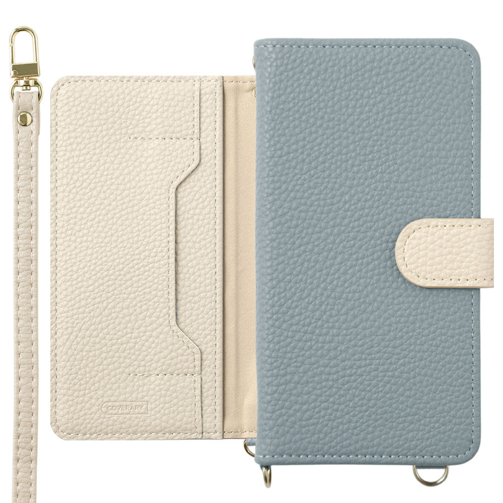 Étui portefeuille bicolore en cuir végan avec fonction support et bandoulière (avec ceinture) pour la série Google Pixel