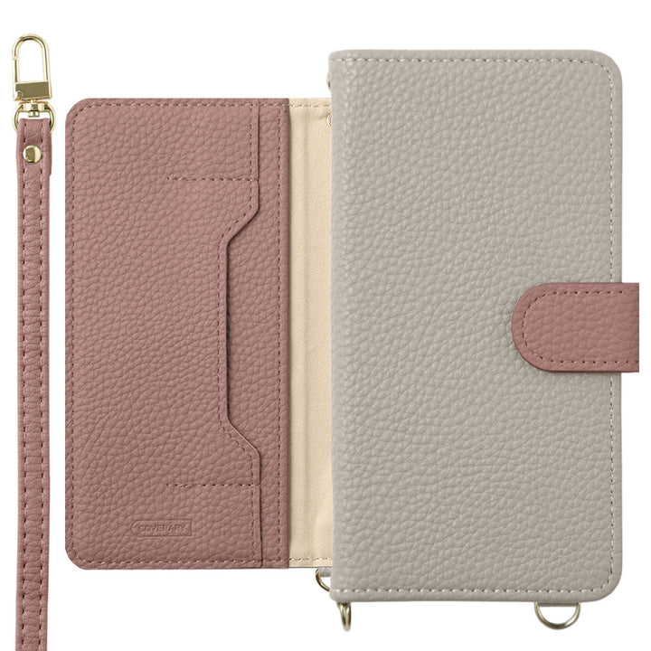 Étui portefeuille bicolore en cuir végan avec fonction support et bandoulière (avec ceinture) pour la série Google Pixel