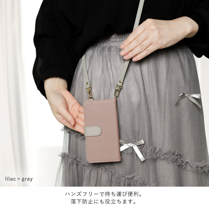 Étui portefeuille bicolore en cuir végan avec fonction support et bandoulière (avec ceinture) pour la série iPhone