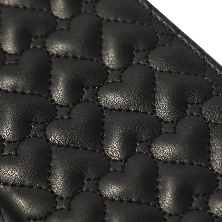 Vegan Leather Heart Quilted Mirror-Equipped Wallet Case for Xperia Series