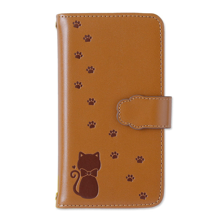 Vegan leather cat pattern embossed wallet case (with belt) for Google Pixel series