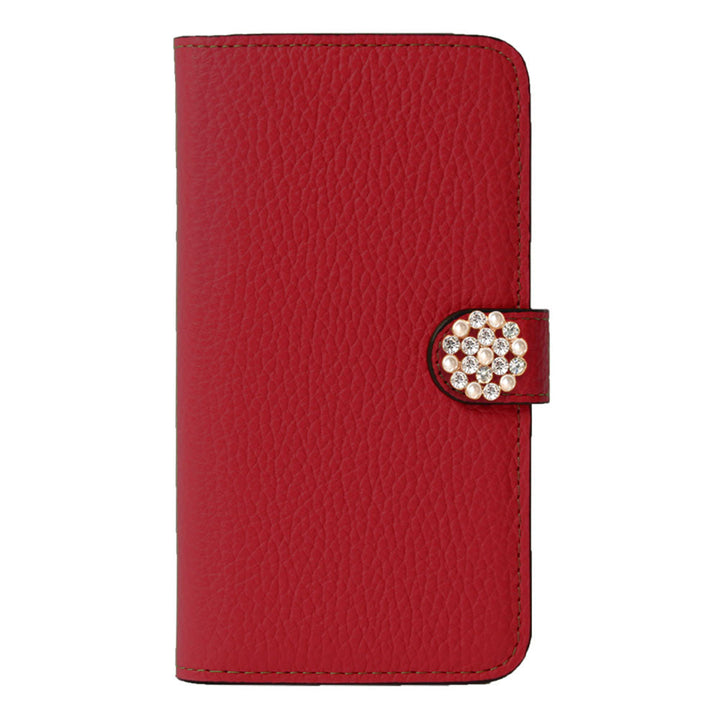 Genuine leather 32 colors Italian shrink leather crystal pearl deco notebook-style case (with belt)
