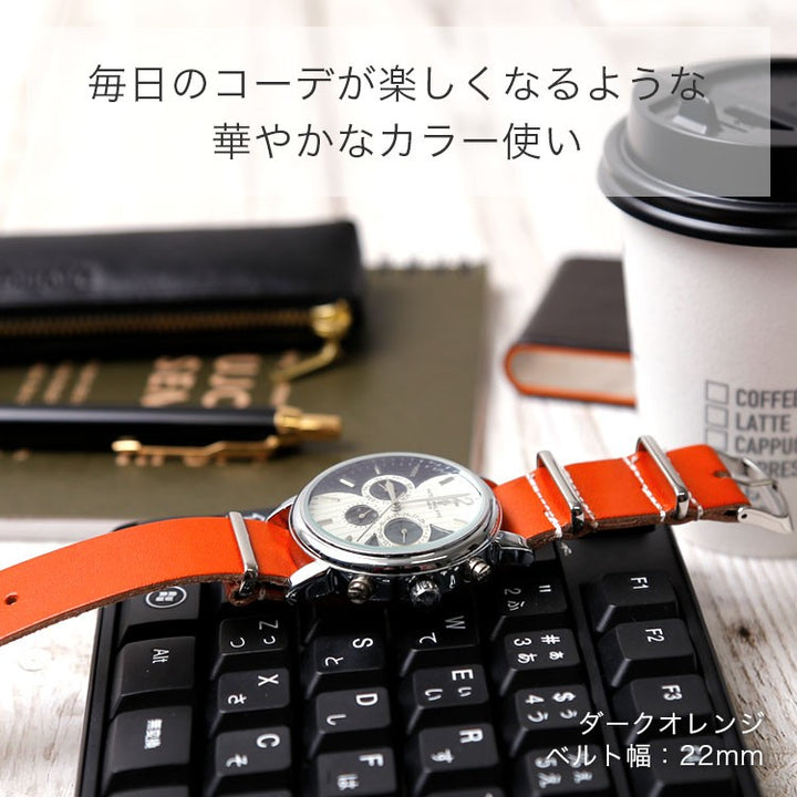 Genuine Leather Tochigi Leather Aging Color NATO Type Smartwatch Wristwatch Band