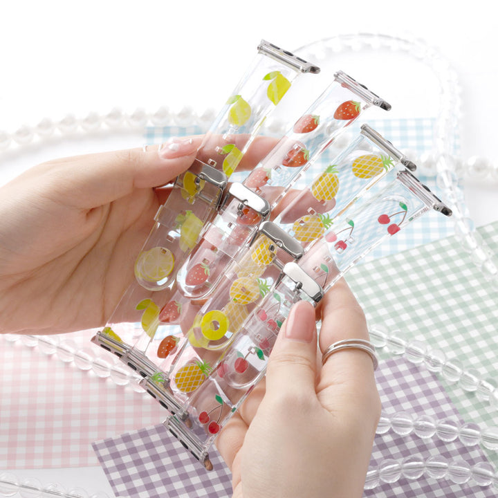 TPU クリアプリント フルーツ柄 アップルウォッチ バンド