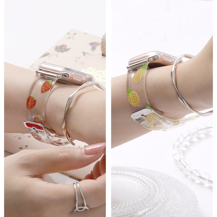 TPU クリアプリント フルーツ柄 アップルウォッチ バンド