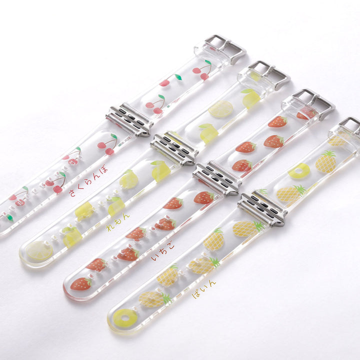 TPU クリアプリント フルーツ柄 アップルウォッチ バンド