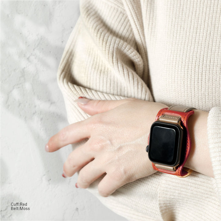 Self-designed cuffed Apple Watch band made of genuine Tochigi leather