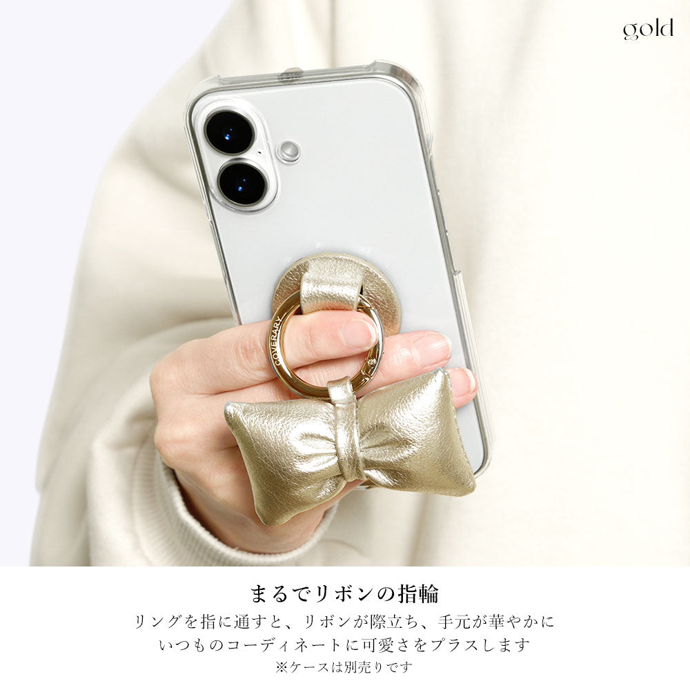 Genuine Leather Foil Leather Padded Ribbon Smartphone Ring