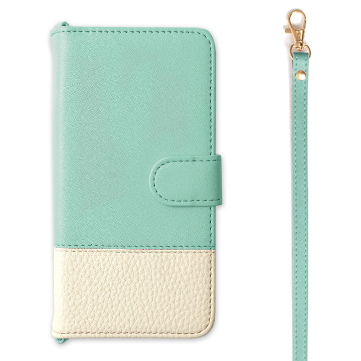 Vegan leather bicolor strap-attached folio case for Google Pixel series (with belt)