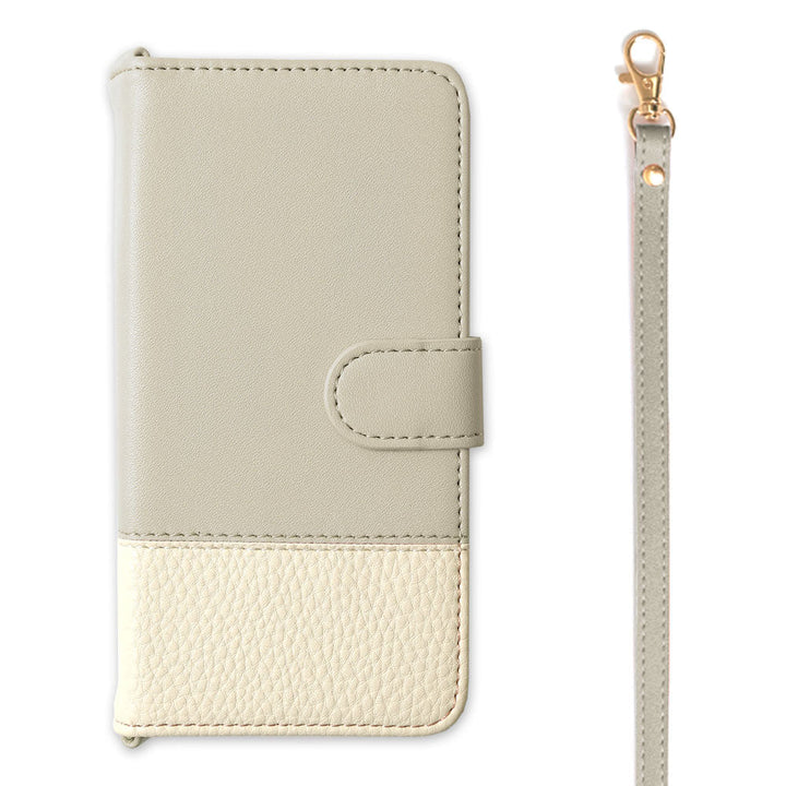 Vegan leather bicolor strap-attached notebook-style case for Xperia series (with belt)