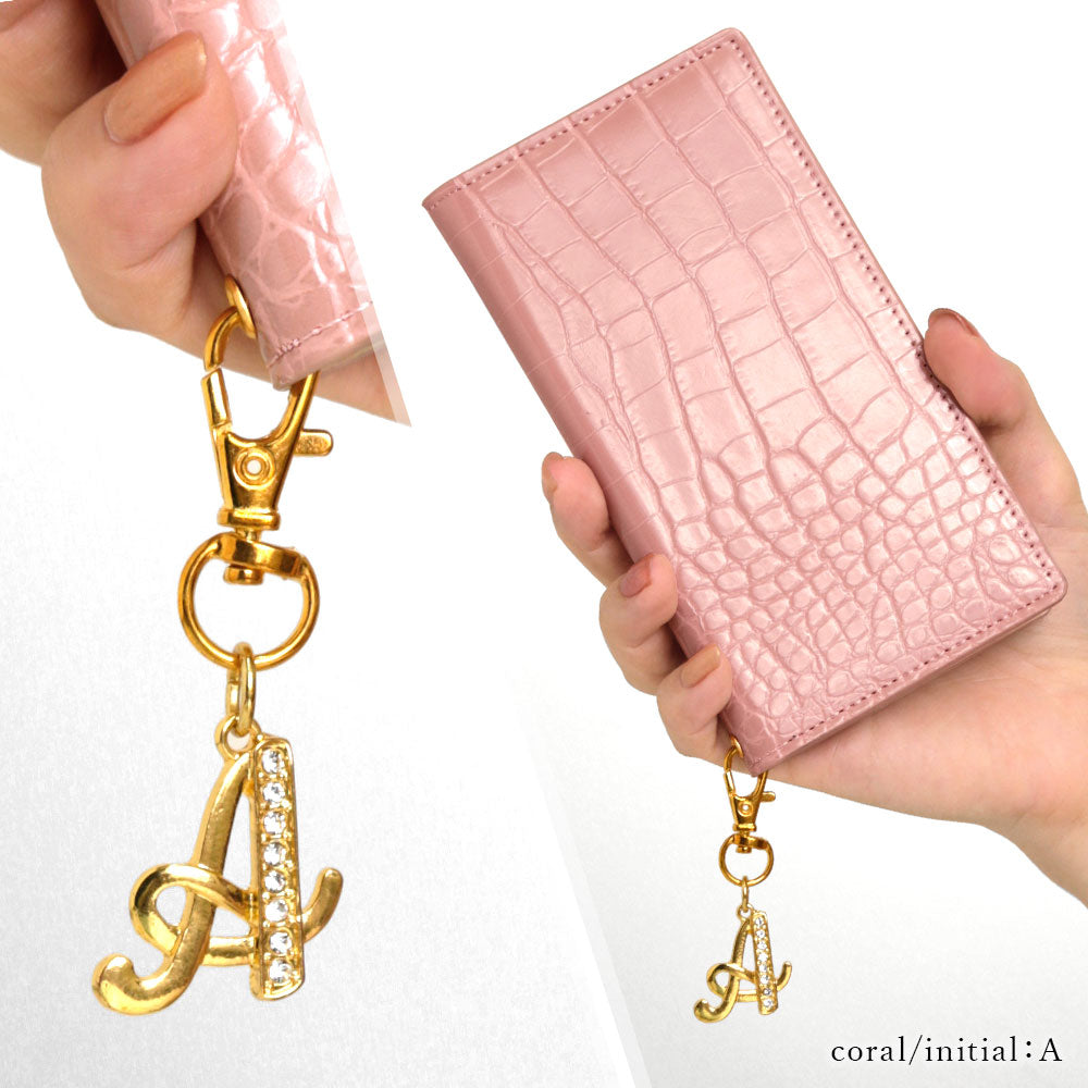Vegan leather crocodile pattern pastel initial deco notebook-style case