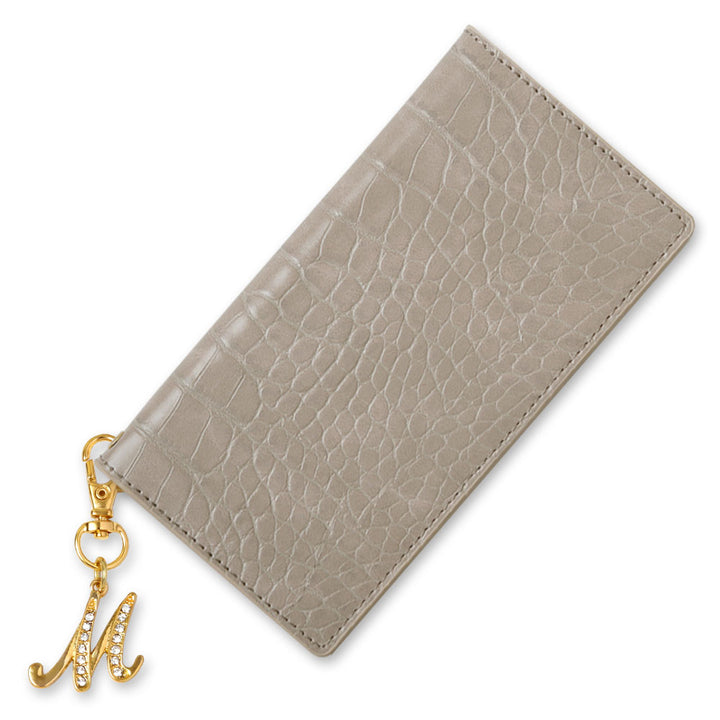 Vegan leather crocodile pattern pastel initial deco notebook-style case