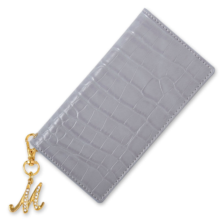 Vegan leather crocodile pattern pastel initial deco notebook-style case