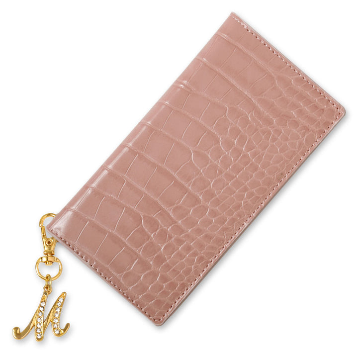 Vegan leather crocodile pattern pastel initial deco notebook-style case
