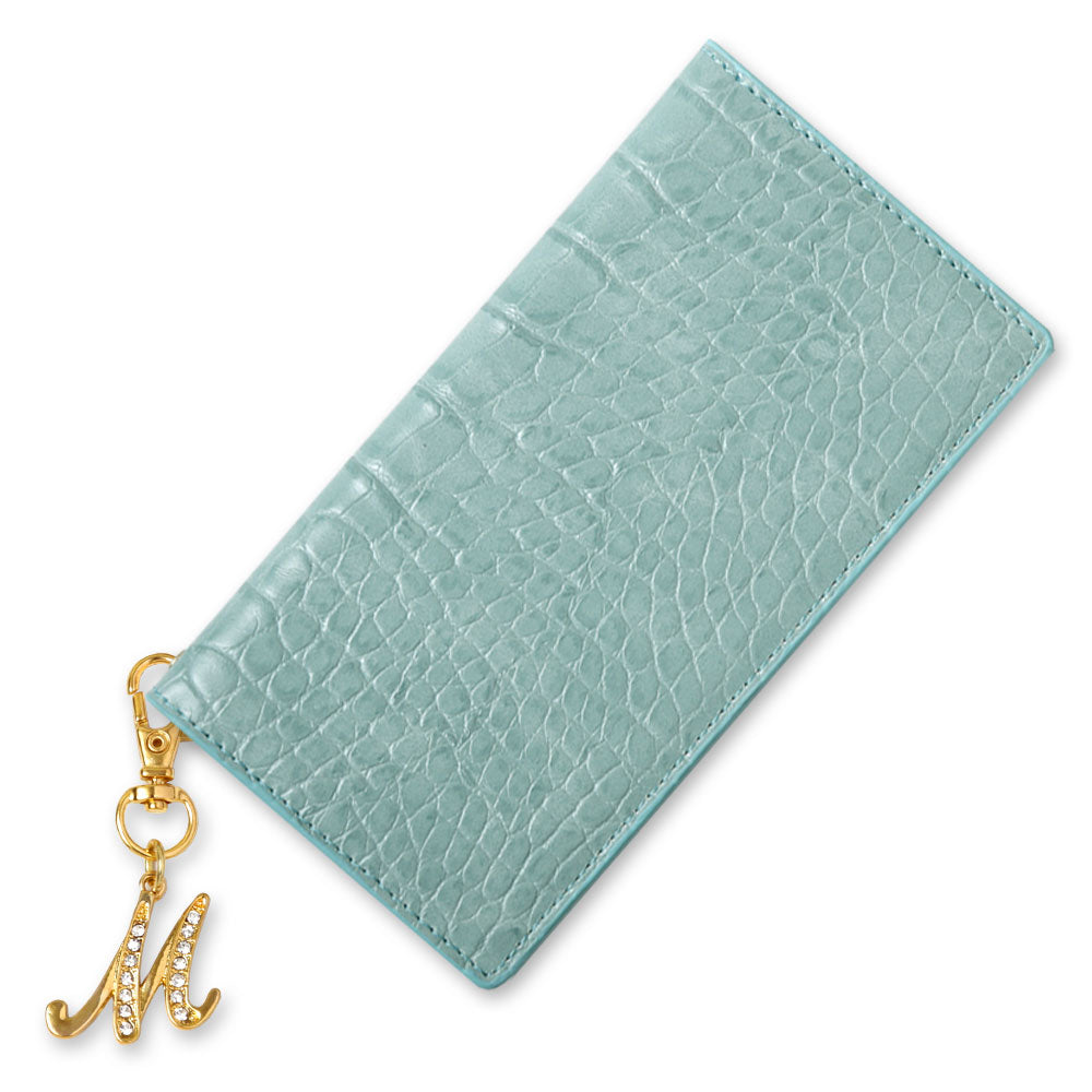 Vegan leather crocodile pattern pastel initial deco notebook-style case