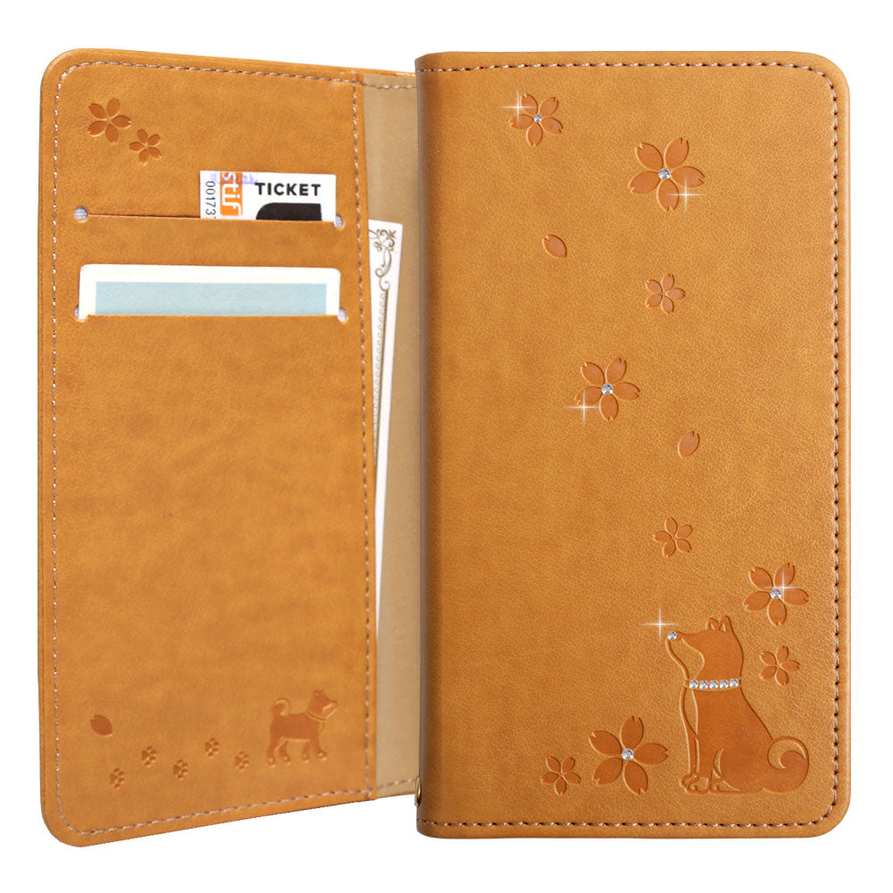 Vegan leather dog pattern embossed stone deco wallet case