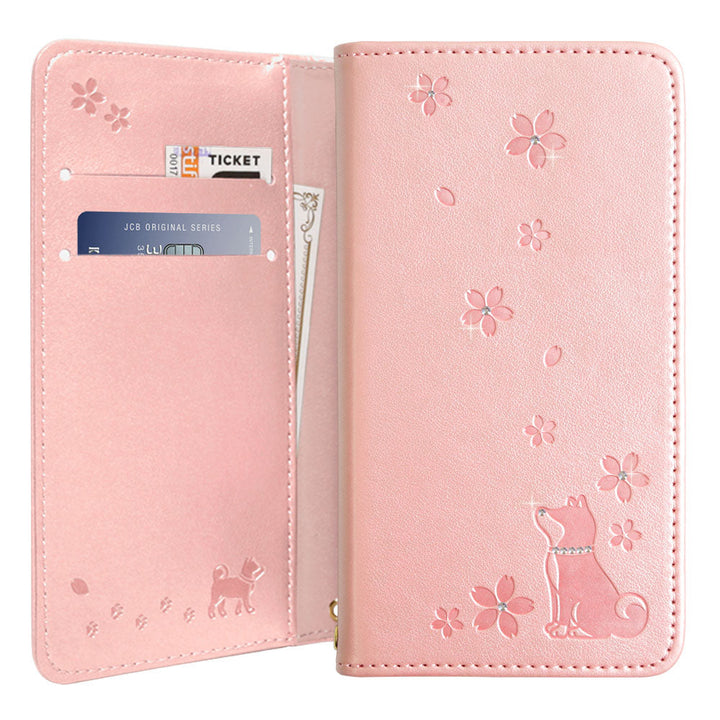 Vegan leather dog pattern embossed stone deco wallet case