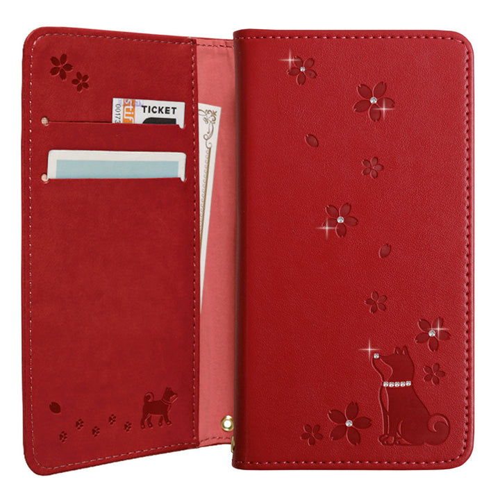 Vegan leather dog pattern embossed stone deco wallet case