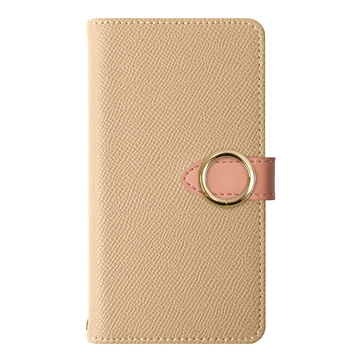 ヴィーガンレザー ベルトバイカラー ゴールドリング スタンド機能 手帳型ケース（ベルトあり）