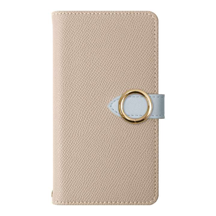 ヴィーガンレザー ベルトバイカラー ゴールドリング スタンド機能 手帳型ケース（ベルトあり）