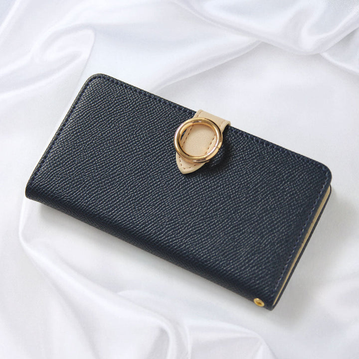 Vegan leather belt bicolor gold ring stand function wallet case (with belt) iPhone series