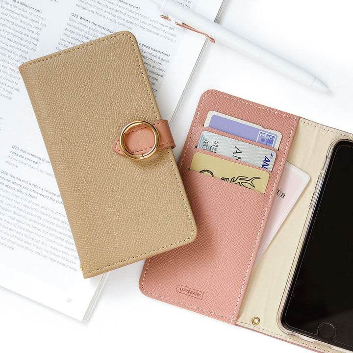 Mobile Wi-Fi Mobile Router Case Vegan Leather Belt Bicolor Gold Ring Stand Function Notebook-style Case (with Belt)