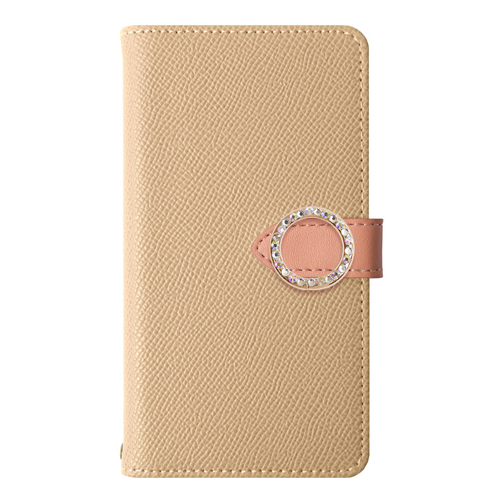 Vegan leather belt bicolor round stone stand function notebook-type case (with belt) AQUOS series