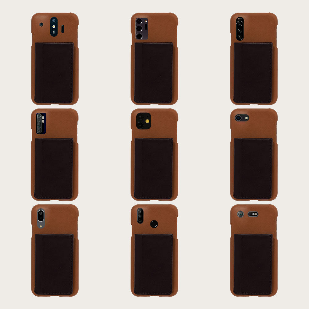 Étui arrière avec porte-cartes à pression au choix en cuir véritable Tochigi pour la série AQUOS