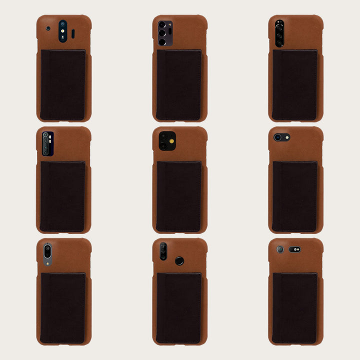 Étui arrière avec porte-cartes à pression au choix en cuir véritable Tochigi pour la série AQUOS