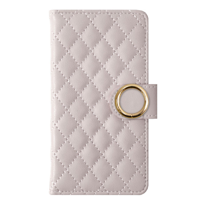 キルティング ミラー付き ゴールドリング 手帳型ケース（ベルトあり） Galaxyシリーズ