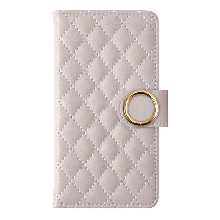 キルティング ミラー付き ゴールドリング 手帳型ケース（ベルトあり） Xperiaシリーズ