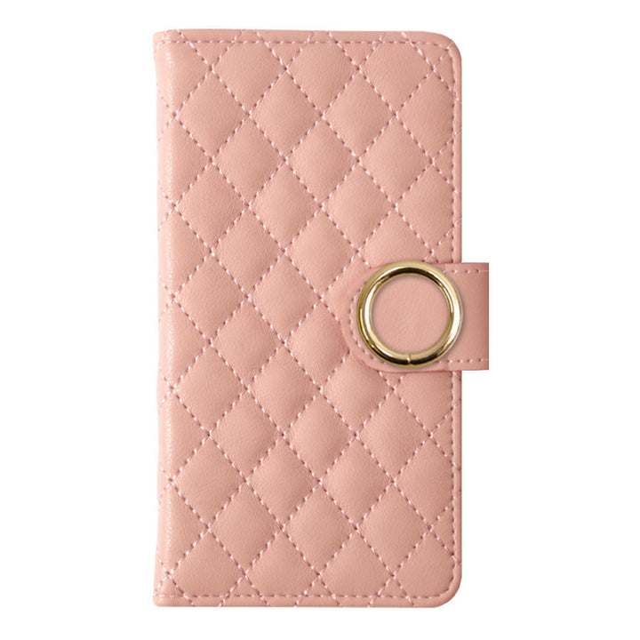 キルティング ミラー付き ゴールドリング 手帳型ケース（ベルトあり） Xperiaシリーズ