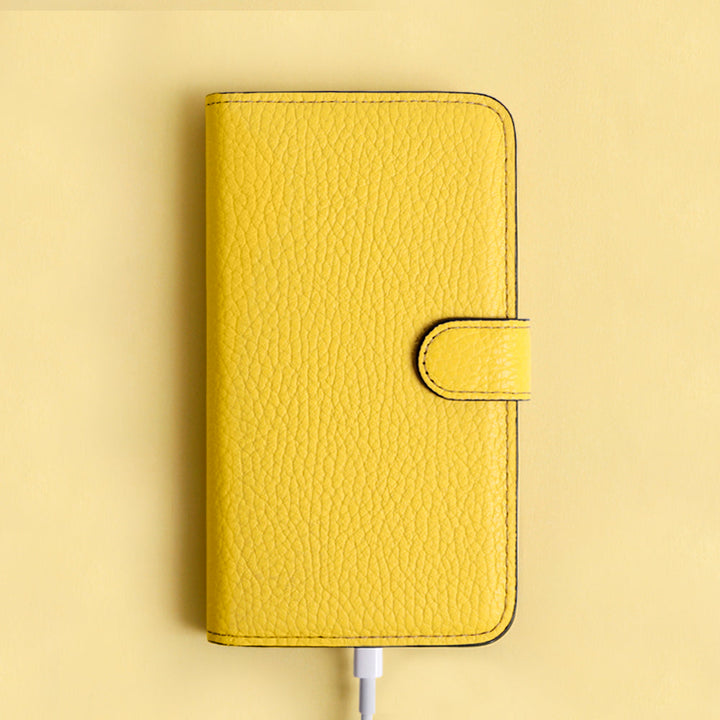 【POPUP Limited Sale】Genuine Leather 32 Colors Italian Shrink Leather Genuine Leather Belted Stone Ribbon Wallet Case (With Belt)