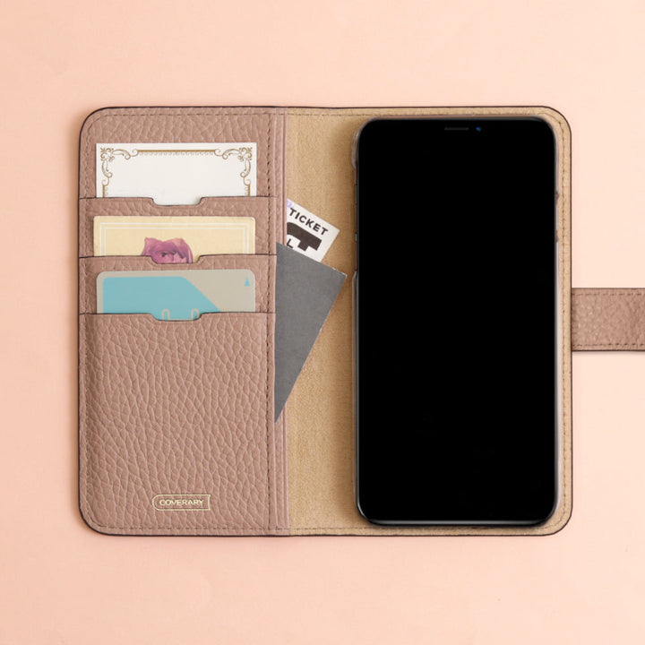 【POPUP Limited Sale】Genuine Leather 32 Colors Italian Shrink Leather Genuine Leather Belted Stone Ribbon Wallet Case (With Belt)