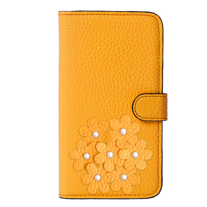 本革 32色 イタリアンシュリンクレザー あじさいモチーフ フラワーデコ手帳型ケース（ベルトあり） iPhoneシリーズ