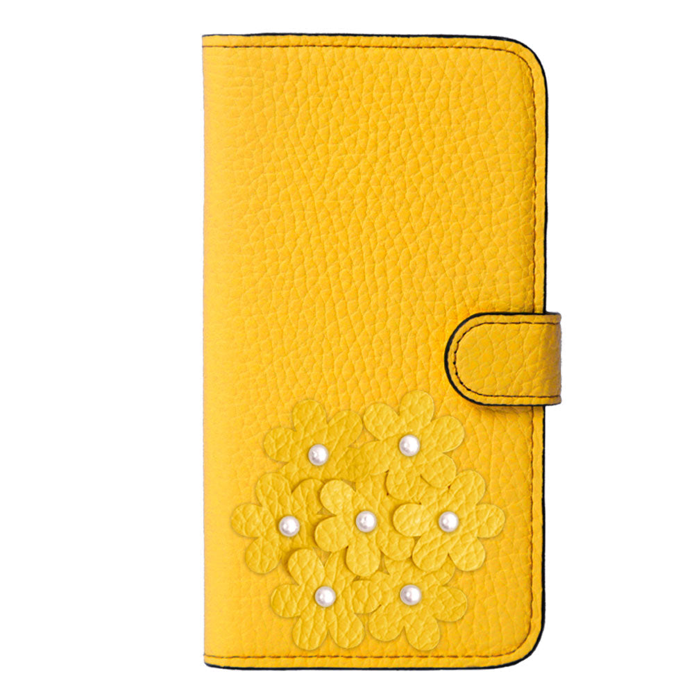 本革 32色 イタリアンシュリンクレザー あじさいモチーフ フラワーデコ手帳型ケース（ベルトあり） Google Pixelシリーズ