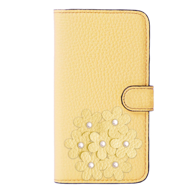 本革 32色 イタリアンシュリンクレザー あじさいモチーフ フラワーデコ手帳型ケース（ベルトあり） Google Pixelシリーズ