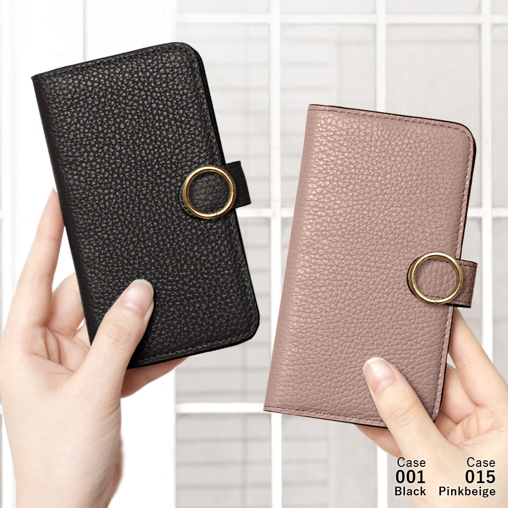 Genuine leather 32 colors Italian shrink leather card storage gold ring notebook-style case (with belt)