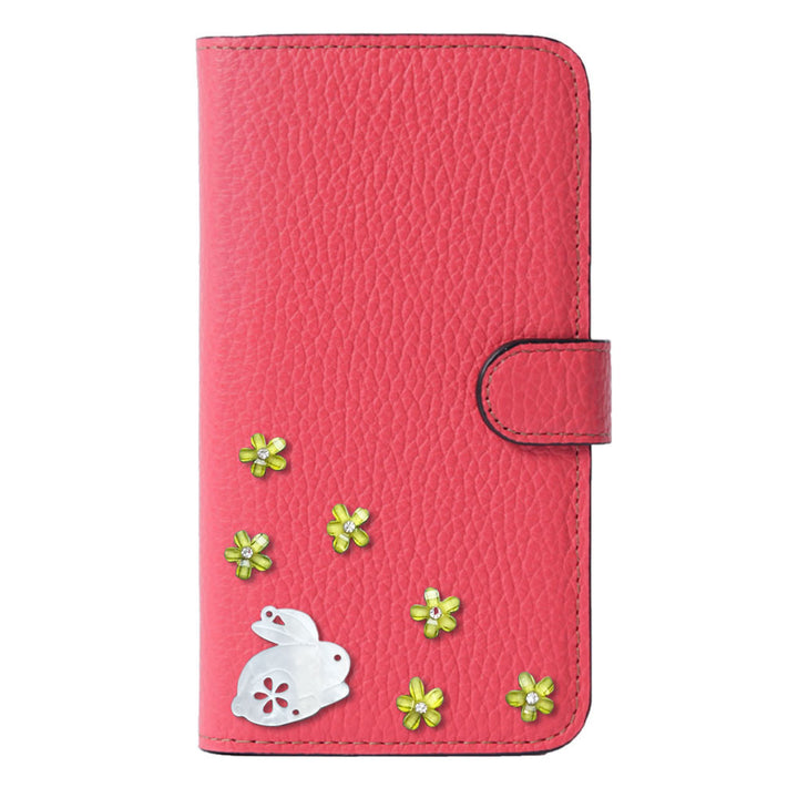 【POPUP限定販売】本革 32色 イタリアンシュリンクレザー 本革 ベルト付き うさぎ 手帳型ケース（ベルトあり）