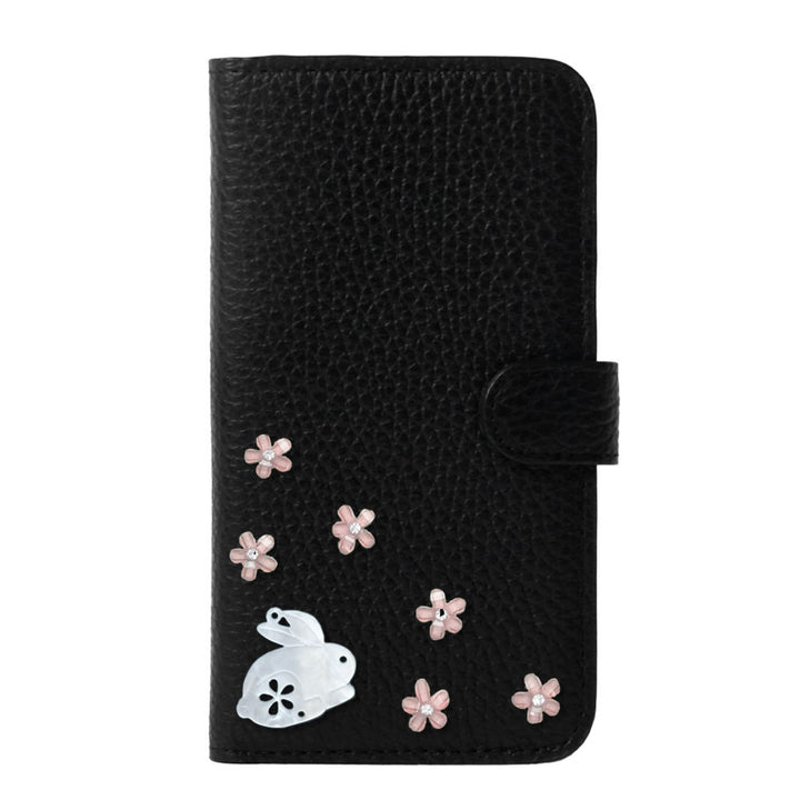 【POPUP限定販売】本革 32色 イタリアンシュリンクレザー 本革 ベルト付き うさぎ 手帳型ケース（ベルトあり）