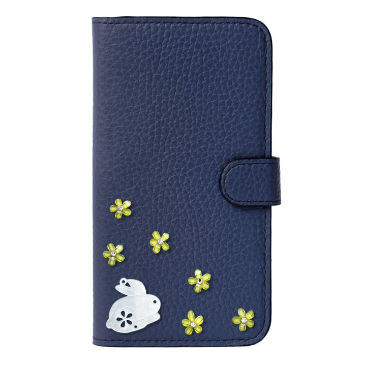 【POPUP限定販売】本革 32色 イタリアンシュリンクレザー 本革 ベルト付き うさぎ 手帳型ケース（ベルトあり）