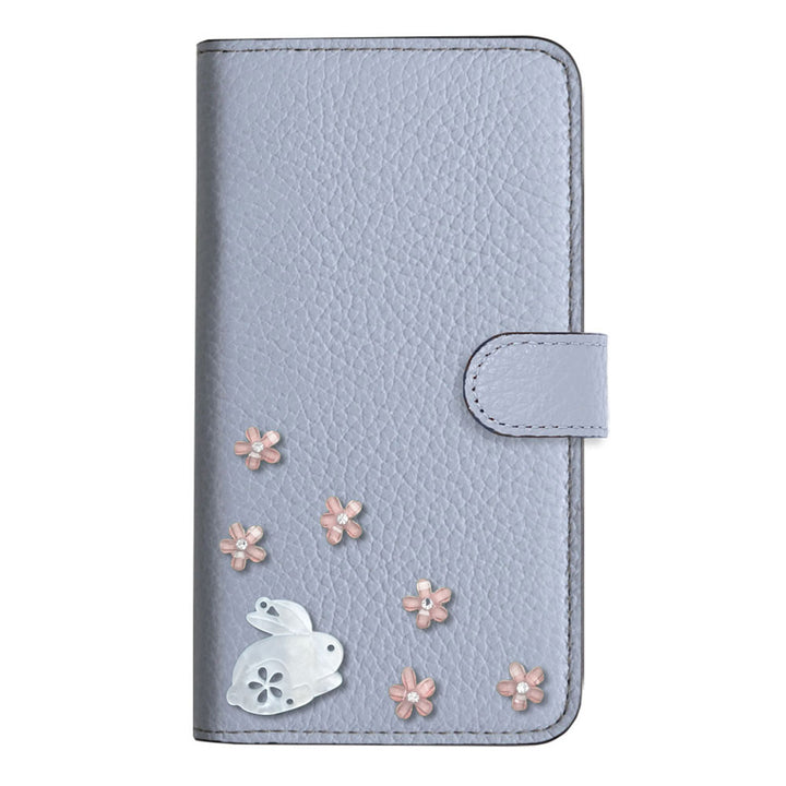 【POPUP限定販売】本革 32色 イタリアンシュリンクレザー 本革 ベルト付き うさぎ 手帳型ケース（ベルトあり）