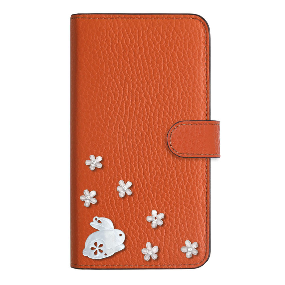 【POPUP限定販売】本革 32色 イタリアンシュリンクレザー 本革 ベルト付き うさぎ 手帳型ケース（ベルトあり）