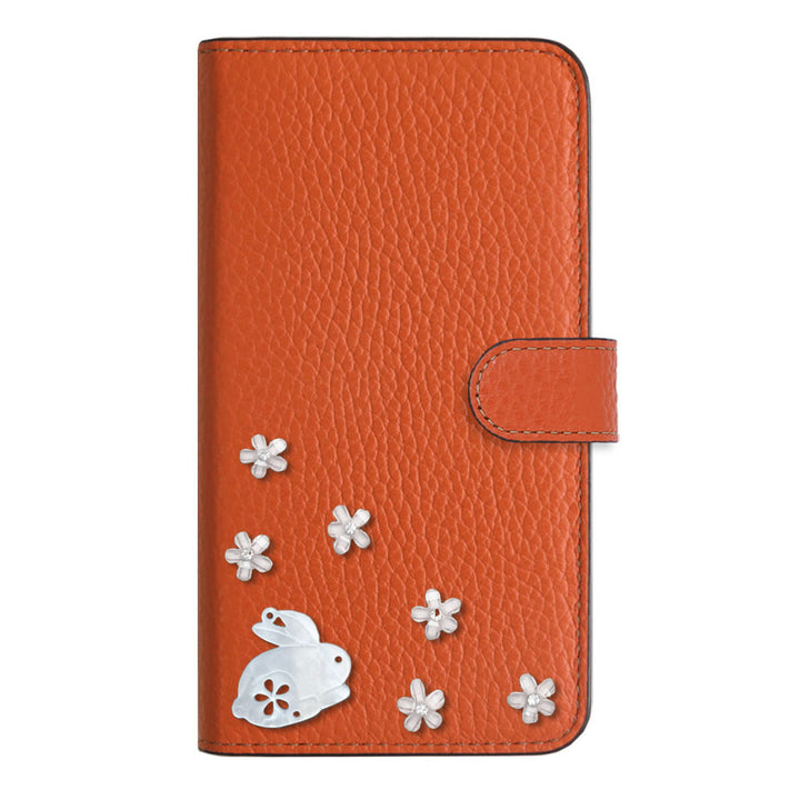 【POPUP限定販売】本革 32色 イタリアンシュリンクレザー 本革 ベルト付き うさぎ 手帳型ケース（ベルトあり）