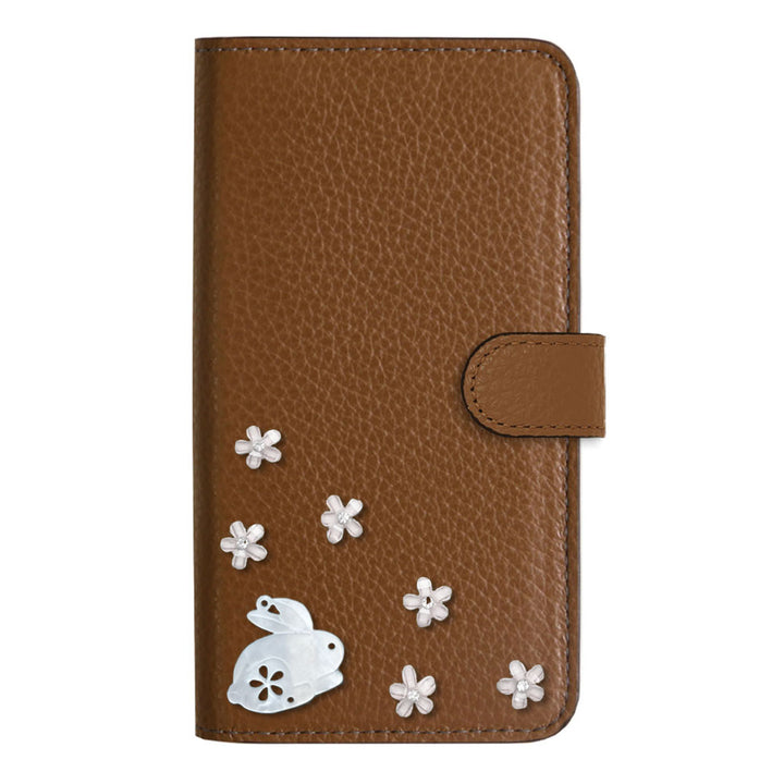 【POPUP限定販売】本革 32色 イタリアンシュリンクレザー 本革 ベルト付き うさぎ 手帳型ケース（ベルトあり）