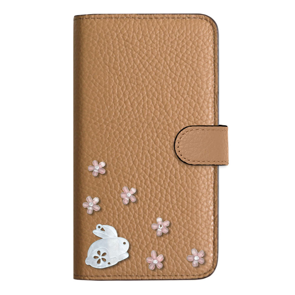 【POPUP限定販売】本革 32色 イタリアンシュリンクレザー 本革 ベルト付き うさぎ 手帳型ケース（ベルトあり）