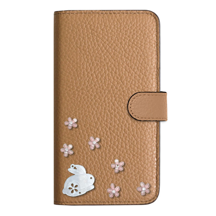 【POPUP限定販売】本革 32色 イタリアンシュリンクレザー 本革 ベルト付き うさぎ 手帳型ケース（ベルトあり）